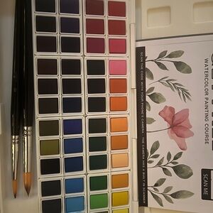 Watercolor Paint Set with Brushes - Multicolor Palette